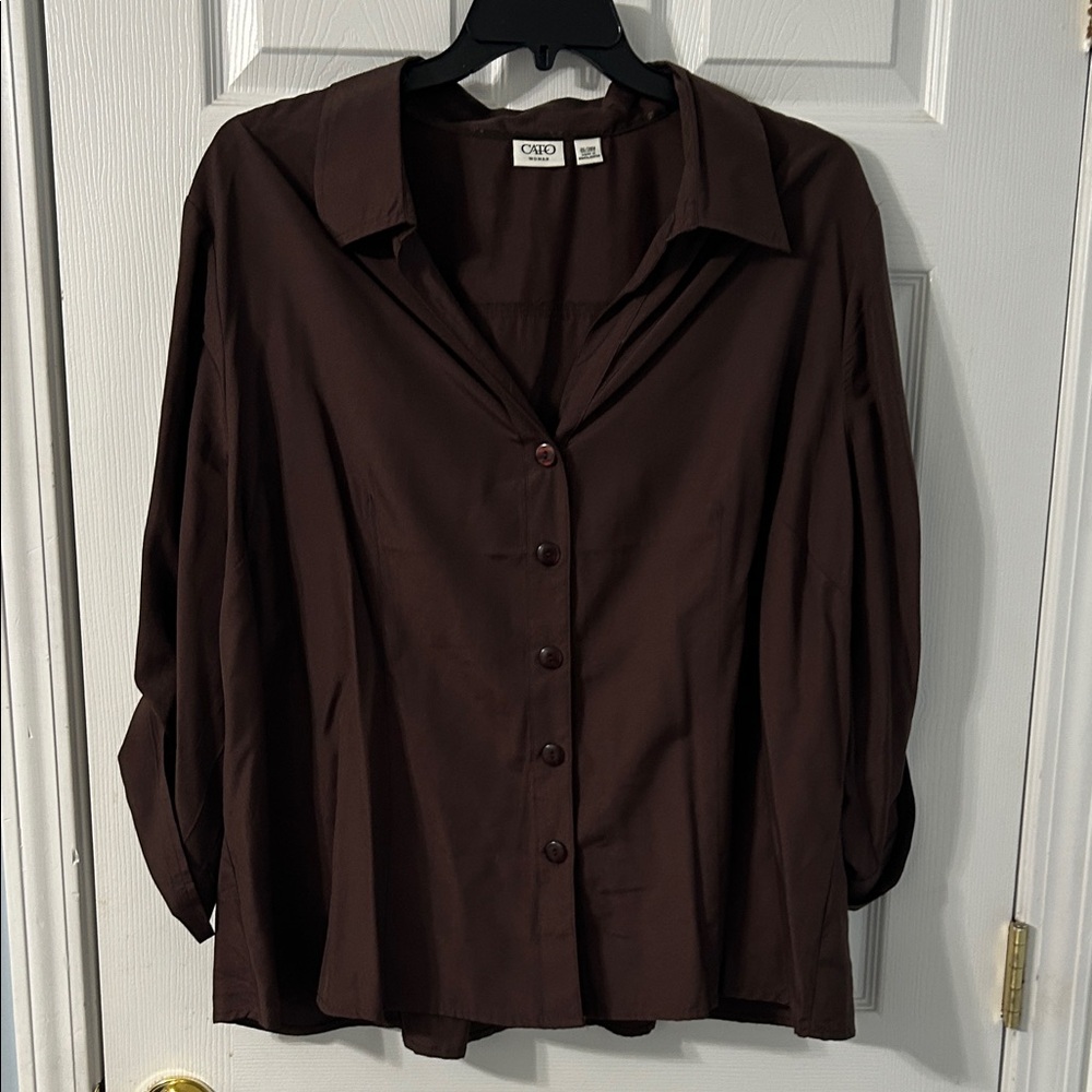 Chico's Dark Brown Button-Down Shirt size 26/28